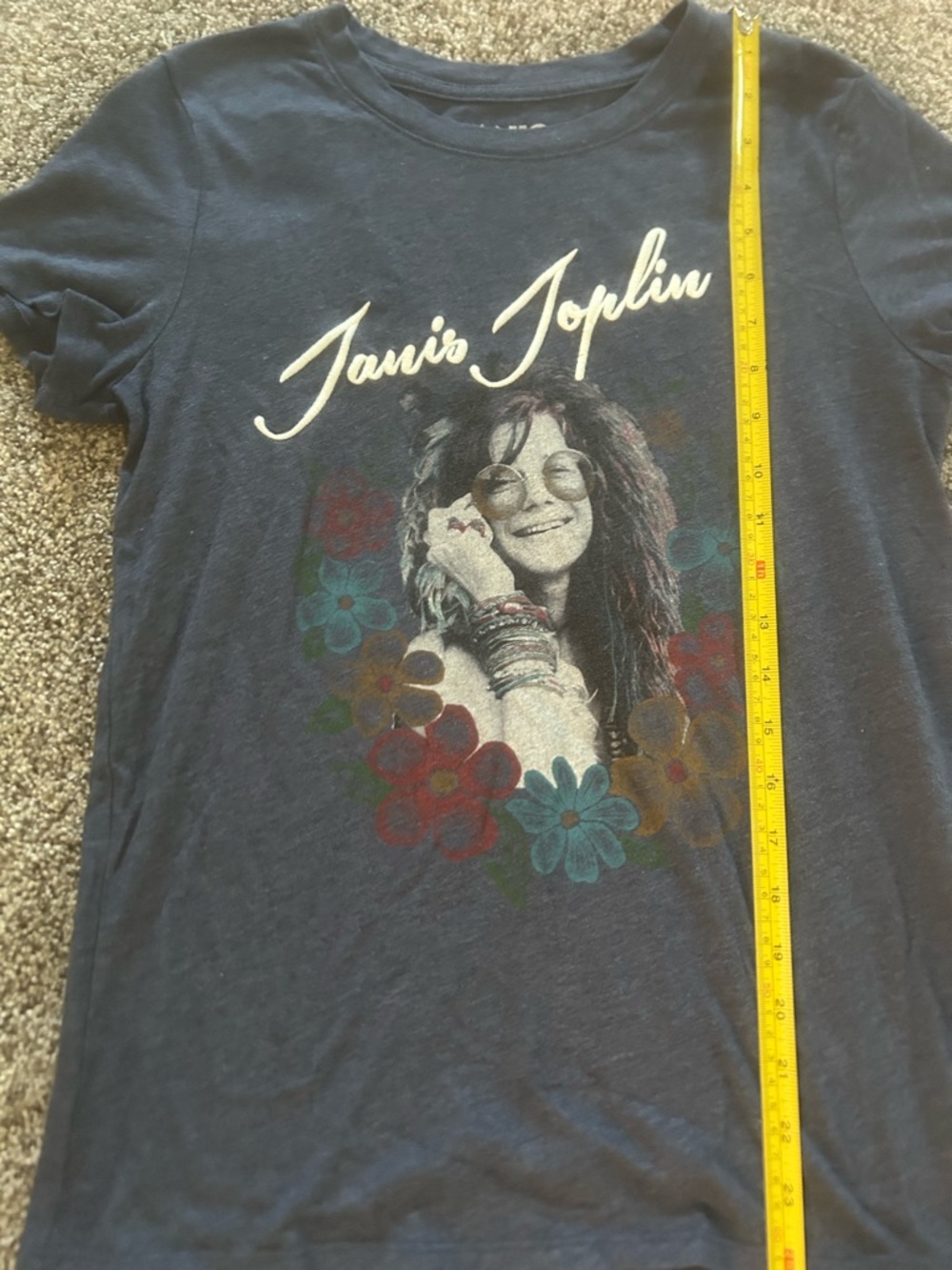 Lucky Brand Navy Janis Joplin Graphic Tee with Multicolor Floral Print